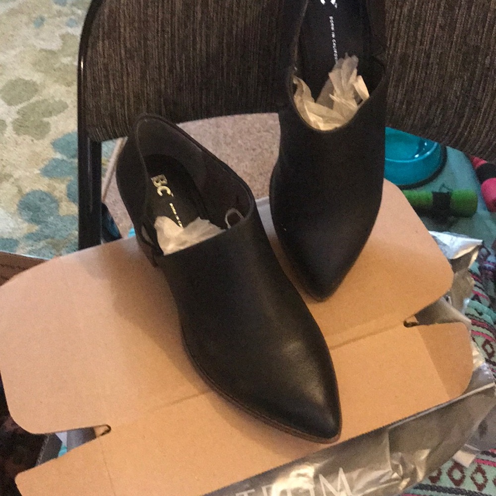 NORDSTROM/ BC bl/leather open side dress booties